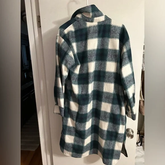 BP green & white long/oversized plaid shacket / coat size xs - Picture 2 of 3